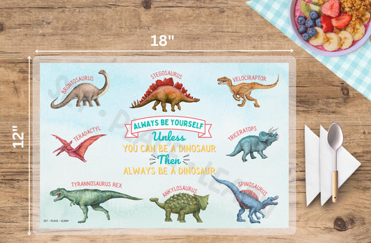 Dinosaur Activity Mat for Kids | Dinosaur Facts & Learning Activities | Reusable Educational Placemat