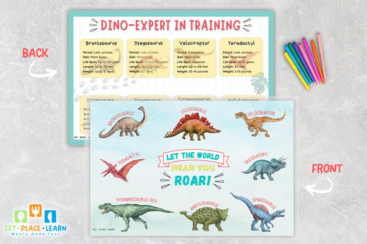 Dinosaur Facts Placemat: Reusable Kids Activity Mat