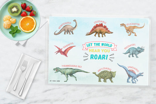 Dinosaur Facts Placemat: Reusable Kids Activity Mat