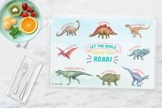 Dinosaur Facts Placemat: Reusable Kids Activity Mat