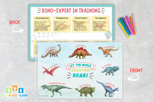 Dinosaur Facts Placemat: Reusable Kids Activity Mat