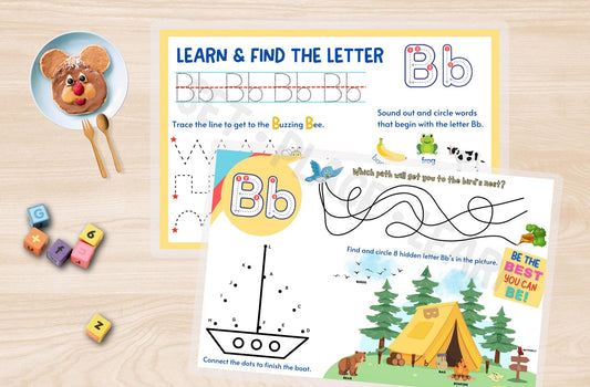 Letter B Placemat: Alphabet Learning Activity, Reusable Laminated Placemat